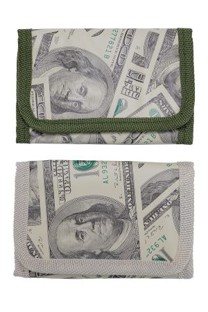 Hundred Dollar Tri-Fold Zippered Velcro PU Leather Wallet