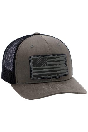 Rifle American Flag Oiled Faux Leather Trucker Hat