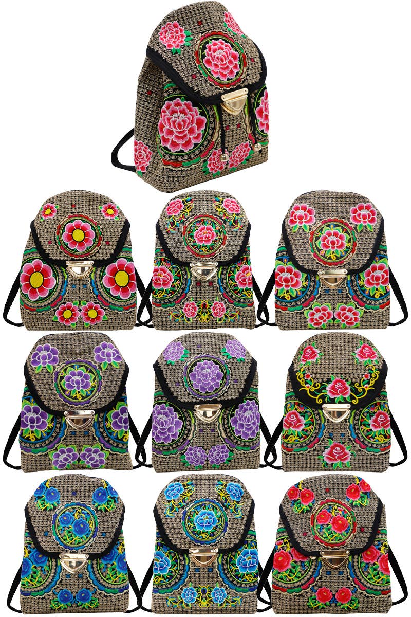 Huipil Floral Tapestry Embroidered Backpack