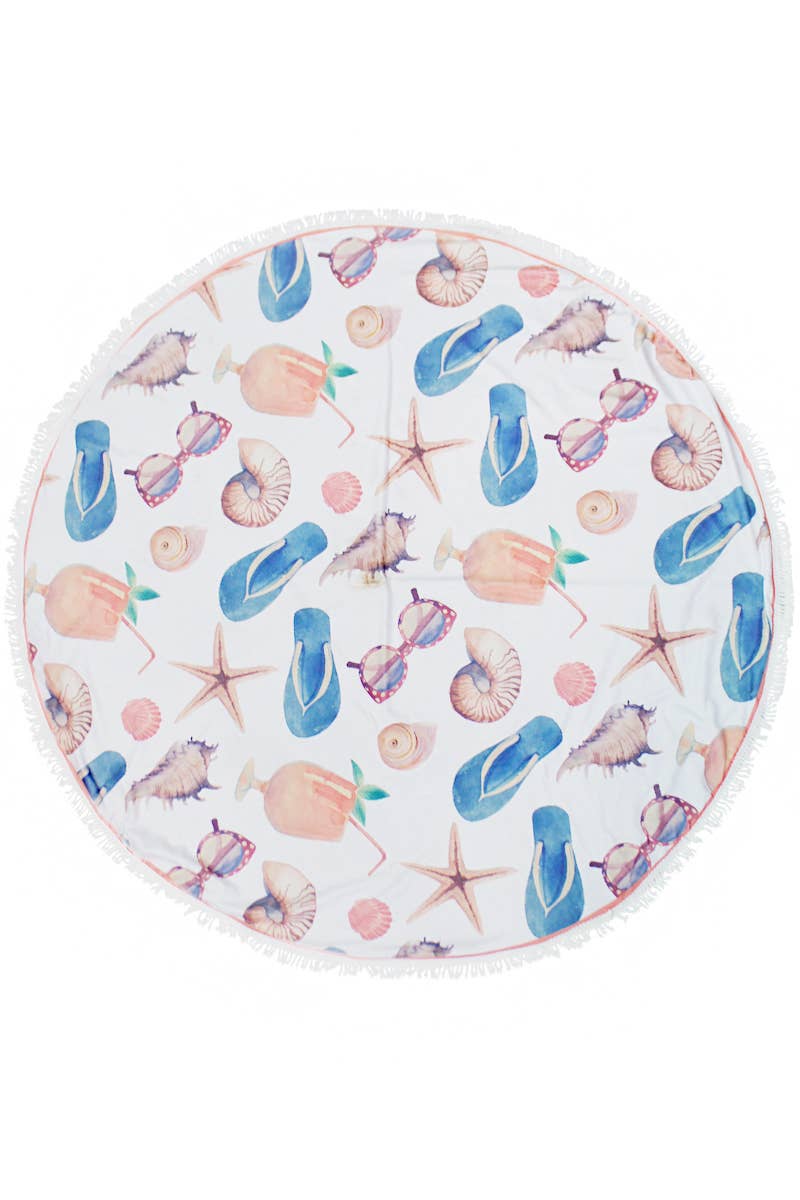 Resort Vibe Flip Flop Print Terrycloth Beach Towel