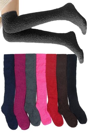 Solid Over The Knee Fuzzy Lounge Socks