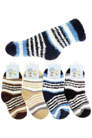 Kids Multi-Stripe Fuzzy Cozy Lounge Quarter Socks
