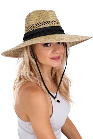 Classic Unisex Wide Brim Rush Straw Lifeguard Hat