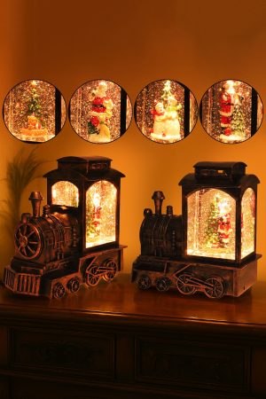 Vintage Christmas Train Glittering Led Lantern
