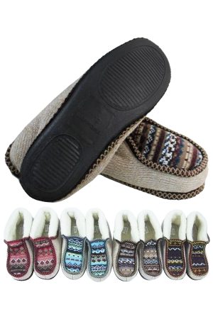 Aztec Tribal Shearling Lined Moccasin Slippers