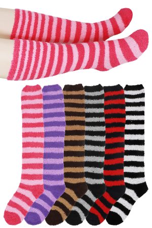 Women's Stripe Thigh-high Over Knee Fuzzy Socks