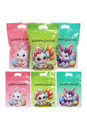 Happy Easter Bunny Rabbit Zippered Handle Treat Bag - 50 Pcs