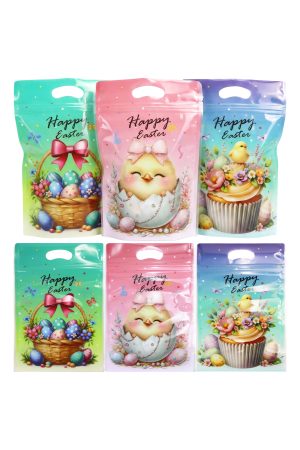 Happy Easter Variety Zippered Handle Treat Bag - 50 Pcs