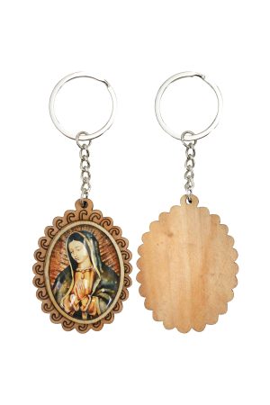 Our Lady of Guadalupe Epoxy Resin Infused Wood Key Chain