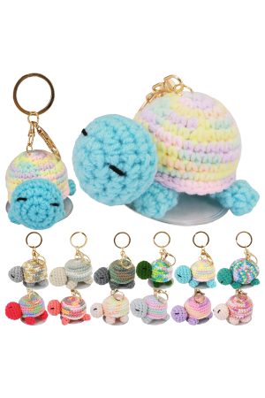 Cute Turtle Multicolor Crochet Doll w/ Stand Keychain