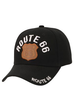 Route 66 Cognac Shield Arc Logo Polyester Baseball Cap