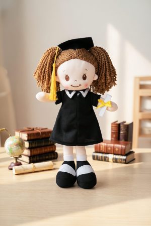 Graduation Girl Cap and Gown Stuffed Rag Doll - 12 Inch