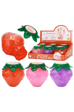 Strawberry Clear Crystal Glittery Slime Jar - 6 Pcs