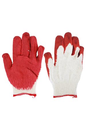 Red Latex Coated Cotton Knit Work Gloves - 10 Pairs/Bag