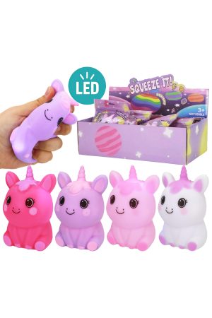 Cute Pastel Unicorn LED Light-Up Squishy Toy - 12 Pcs