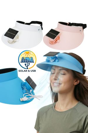 Solar Electric Powered Matte Pastel Electric Fan Sun Visor