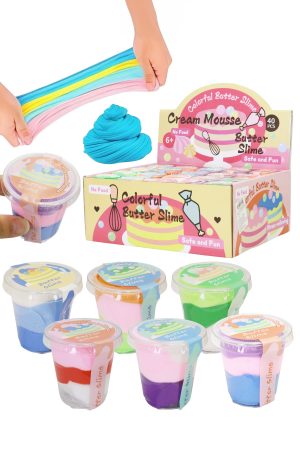 Pastel 3-Tone Soft Butter Matte Slime Mini Cup - 40 Pcs