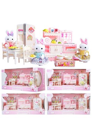 Mini Bunny Rabbit Girl Kitchen Pretend Play Set