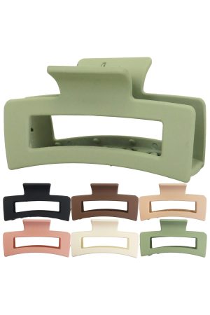 Matte Soft Earth Toned Hollow Rectangular Fashion Hair Claw