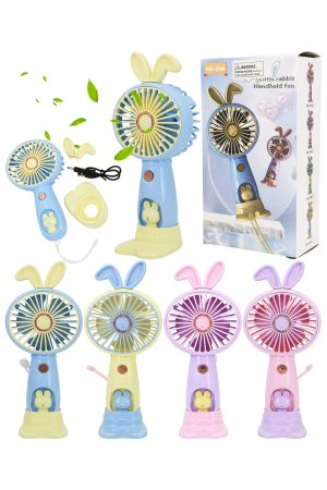 Pastel Bunny Ear Handheld Tabletop Portable Fan - 25 Pcs
