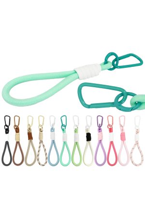 Soft Neutral Toned Mesh Lined Rope Lanyard Keychain