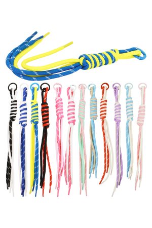 Two-Tone Sporty Woven Cord Carabiner Wrist Lanyard Keychain