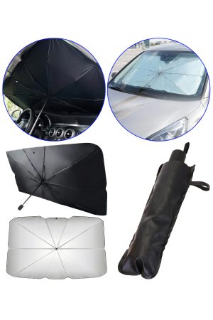 Car Windscreen Sunshade Sleek Black Umbrella - 51 Inch