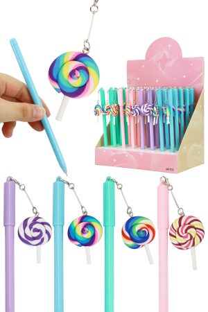 Lollipop Candy Charm Dangle Pastel Gel Pen - 40 Pcs