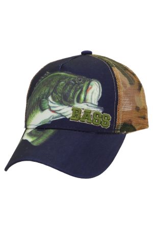 Jumping Bass Hunt Camo Mesh Trucker Hat