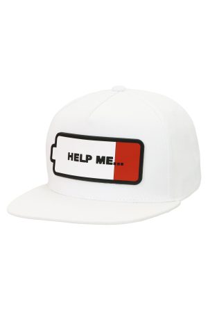 Help Me Drained Battery Snapback Flat Brim Cap