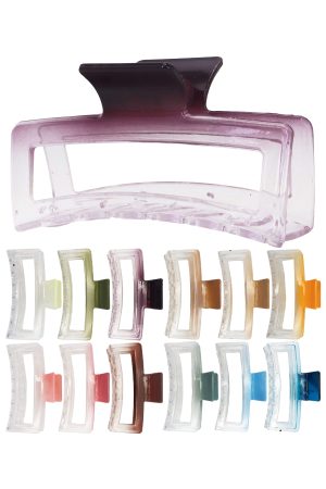 Ombre Dip Dye Clear Transparent Extra Wide Block Hair Claw