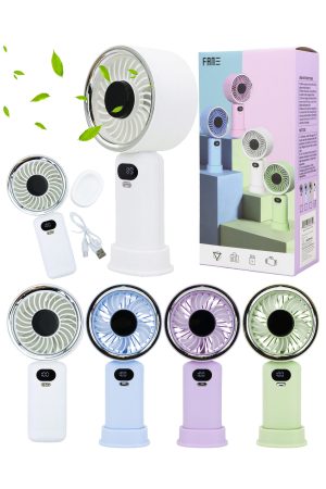 Handheld Tabletop Electric Fan w/ Digital Display - 12 Pcs