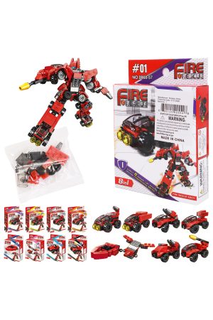 Fire Rescue Robotic Car Mecha DIY Building Block - 12 Box