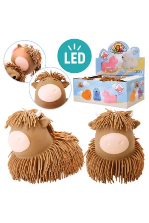 Jumbo Highland Cow Light-Up Spiky Puffer Squishy - 6 Pcs