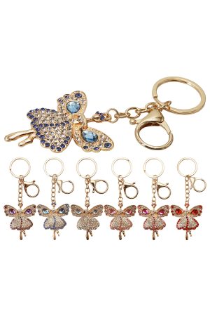 Butterfly Fairy Girl Bling Rhinestone Key Chain