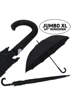 Extra Wide 8-Panel Durable High Quality Sleek Black Umbrella