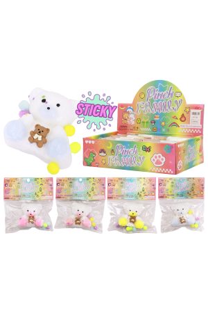 Pastel Teddy Bear Hug Charm Sticky Mochi Squishy Bag