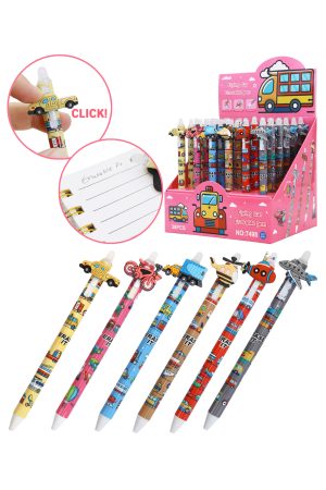 Cars and Airplanes Variety Erasable 0.5mm Ink Pen - 36 Pcs