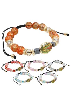 Guadalupe Faux Gold Marble Crystal Beaded String Bracelet