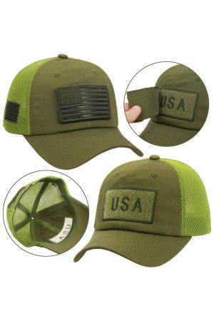 Detachable American Flag Unstructured Twill Trucker Hat