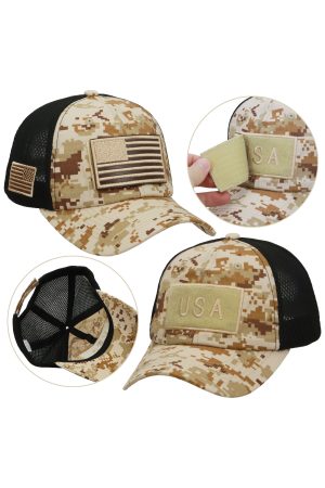 Detachable American Flag Unstructured Ripstop Trucker Hat