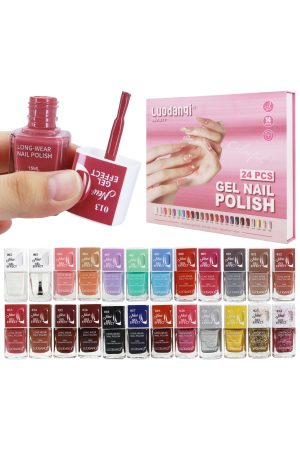 Assorted Solid and Shimmers Gel Effect Nail Polish - 24 Pcs
