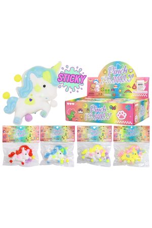 Unicorn Glittery Pom Pom Sticky Mochi Squishy Bag