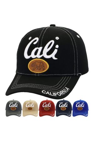 Cali Cursive Logo Embroidered Stitched Baseball Cap
