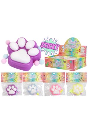 Animal Paw Lightly Flocked Pom Pom Sticky Mochi Squishy Bag