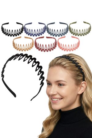 Zig Zag Tooth Comb Matte Plastic Fashion Hairband - 24 Pcs