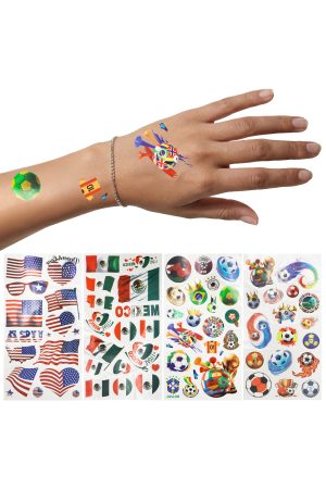 Assorted Soccer Theme Transfer Tattoo Stickers - 4 pcs/bag