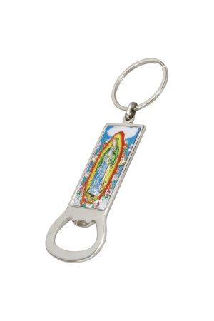 Metallic Guadalupe Metal Bottle Opener Keychain