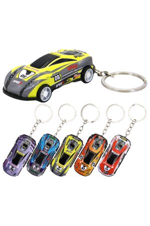 Mini Sports Race Car Wind-Up Toy Key Chain - 12 Pcs