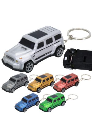 Mini Colorful Car Wind-Up Toy Key Chain - 12 Pcs